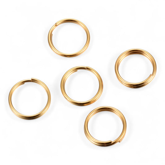x20 Anneaux Doubles Ouverts en Acier Inoxydable 304 Plaqués Or 18K – 5 mm