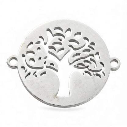 x1 Breloque Connecteur Arbre de Vie – Acier Inoxydable 304 – 19×15,5 mm