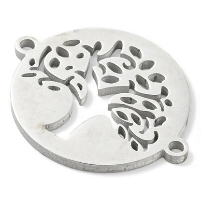 x1 Breloque Connecteur Arbre de Vie – Acier Inoxydable 304 – 19×15,5 mm