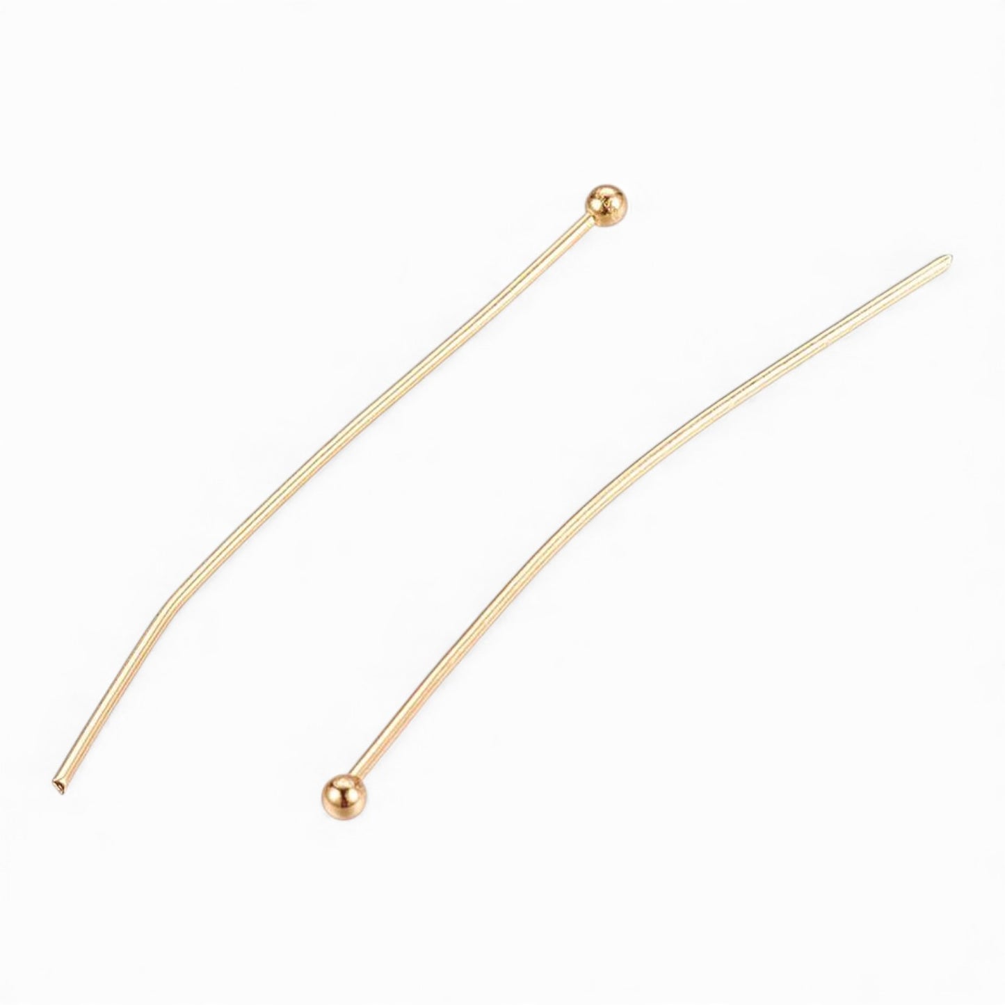 x20 Tiges à Tête Bille en Acier Inoxydable 304 – Plaqué Or 24K