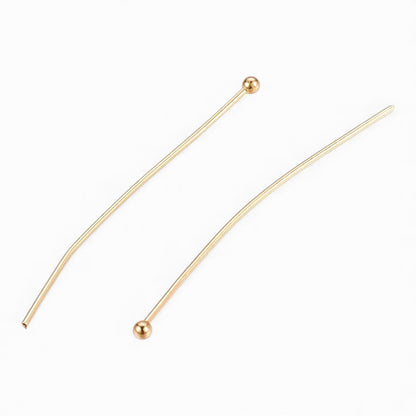 x20 Tiges à Tête Bille en Acier Inoxydable 304 – Plaqué Or 24K