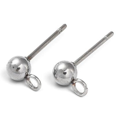 x1 paire Clous d’oreilles ronds avec boucle – Acier inox 304 plaqué or 18K ou Acier