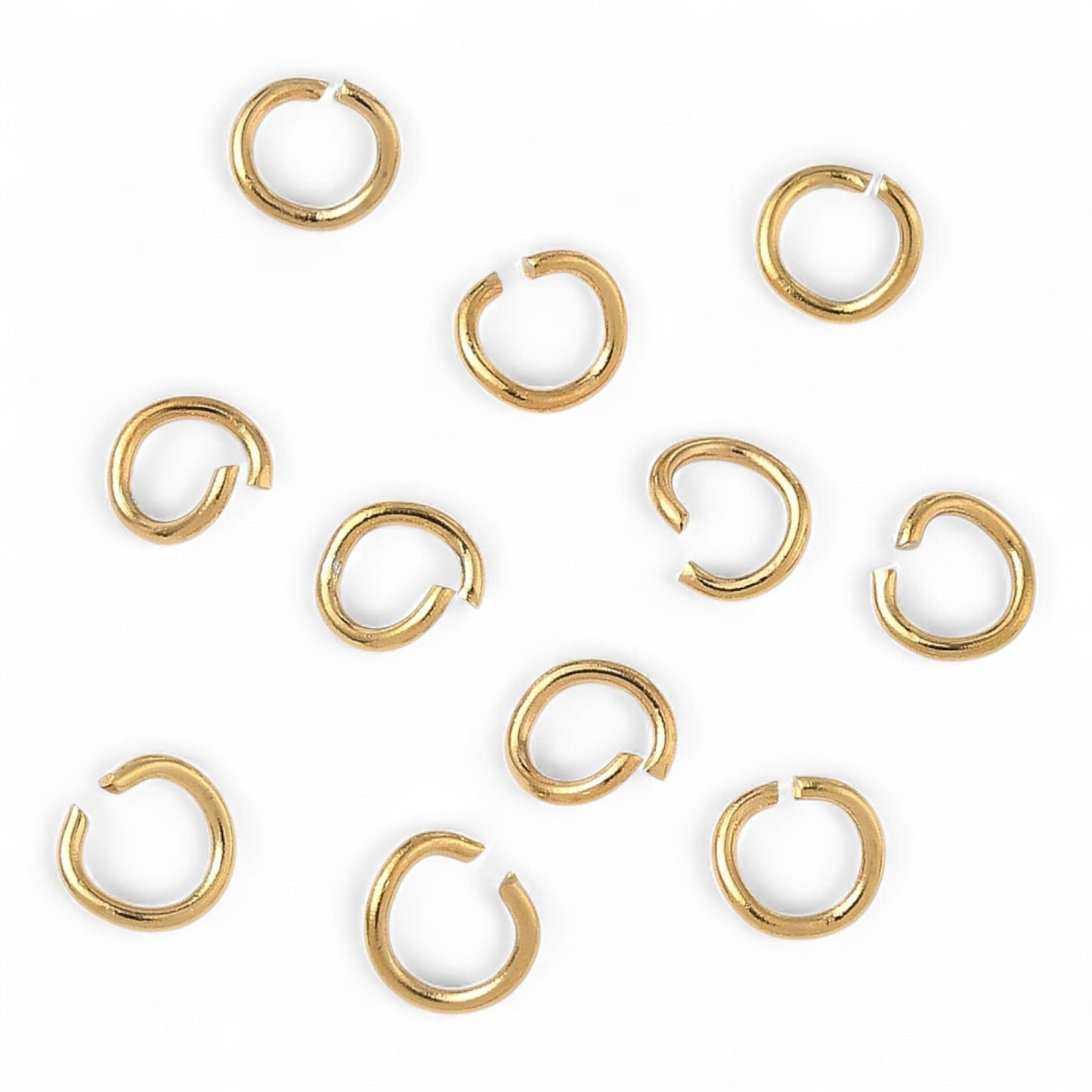 x20 Anneaux Ouverts en Acier Inoxydable 304 Plaqués Or 18K – 4 mm ou 5 mm