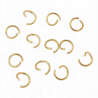 x20 Anneaux Ouverts en Acier Inoxydable 304 Plaqués Or 18K – 4, 5 ou 6 mm