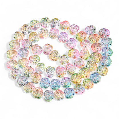x5 Perles en Verre Colorées – Forme Rose – 12~12,5 x 14 x 8~8,5 mm – Trou 1,2 mm