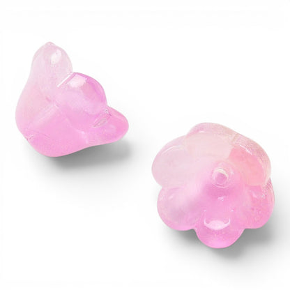 x20 Perles en Verre Pailletées – Motif Fleur – 12mm