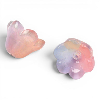x20 Perles en Verre Pailletées – Motif Fleur – 12mm