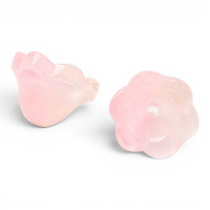 x20 Perles en Verre Pailletées – Motif Fleur – 12mm