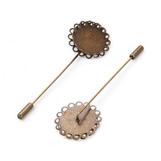 Support Fibule Cabochon Rond 20mm – Style Vintage