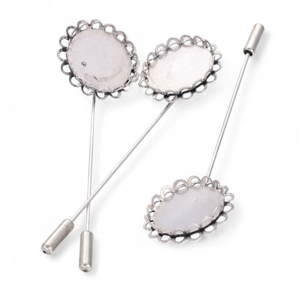 Support Fibule Cabochon Rond 20mm – Style Vintage