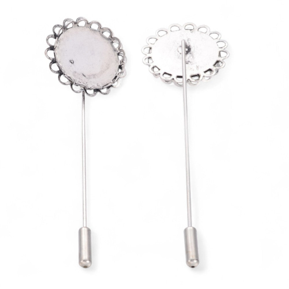Support Fibule Cabochon Rond 20mm – Style Vintage