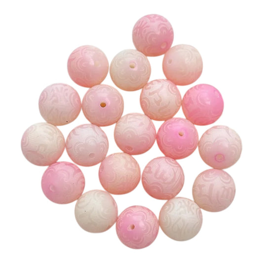 Lot de 10 Perles en Graine de Bodhi – Mantra “Doux et Délicieux” – 12/13 mm – Rose
