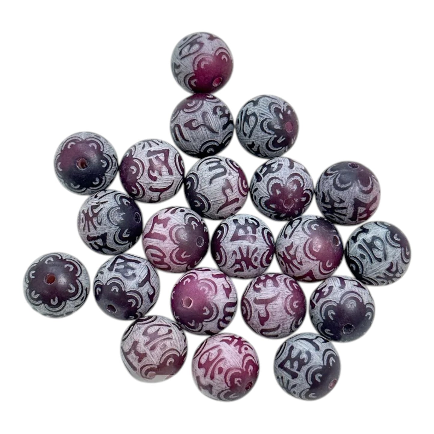 Lot de 10 Perles en Graine de Bodhi – Mantra – 12/13 mm – Couleur Lin de Vin