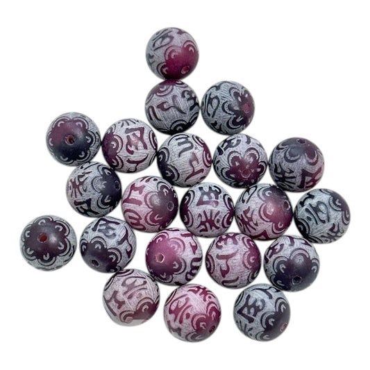 Lot de 10 Perles en Graine de Bodhi – Mantra – 12/13 mm – Couleur Lin de Vin
