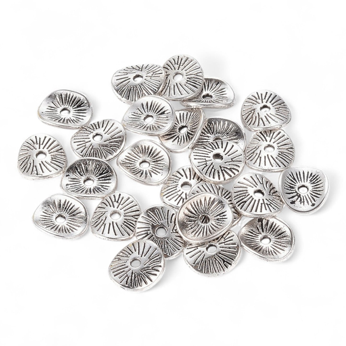 x10 Perles Intercalaires Torsadées – Argent Antique