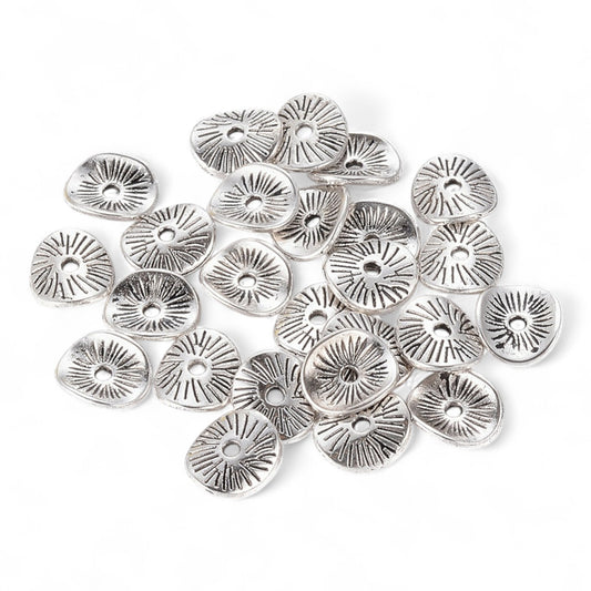 x10 Perles Intercalaires Torsadées – Argent Antique
