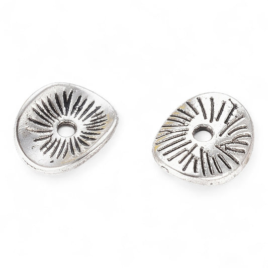 x10 Perles Intercalaires Torsadées – Argent Antique