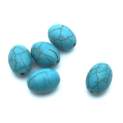 x2 Perles Synthétiques Howlite Turquoise – Ovale – Tailles au Choix