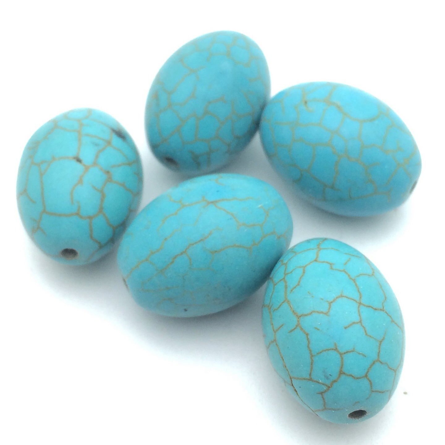 x2 Perles Synthétiques Howlite Turquoise – Ovale – Tailles au Choix
