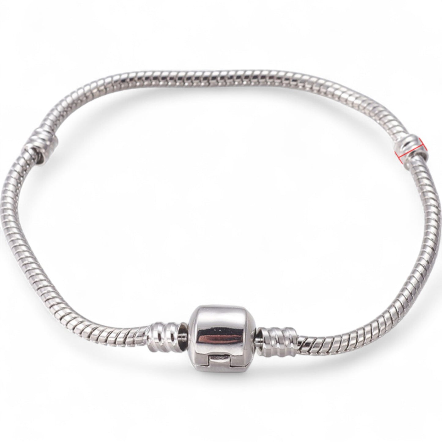 Bracelet base pour perles européennes – Laiton, fermoir intégré, 3 tailles au choix