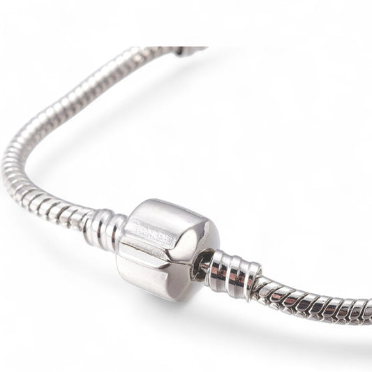 Bracelet base pour perles européennes – Laiton, fermoir intégré, 3 tailles au choix