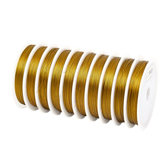 Bobine de 50 m de Fil d'Acier Gainé Doré – Ø 0,38 mm