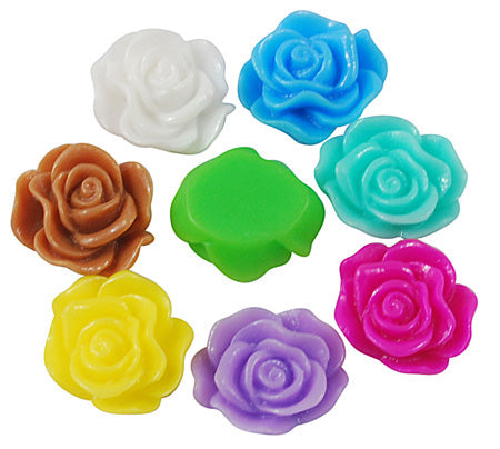 5 Cabochons Fleur en Résine – 13 mm – Couleurs au choix