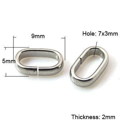5 Anneaux de jonction ovale ouvert en acier 9x5mm