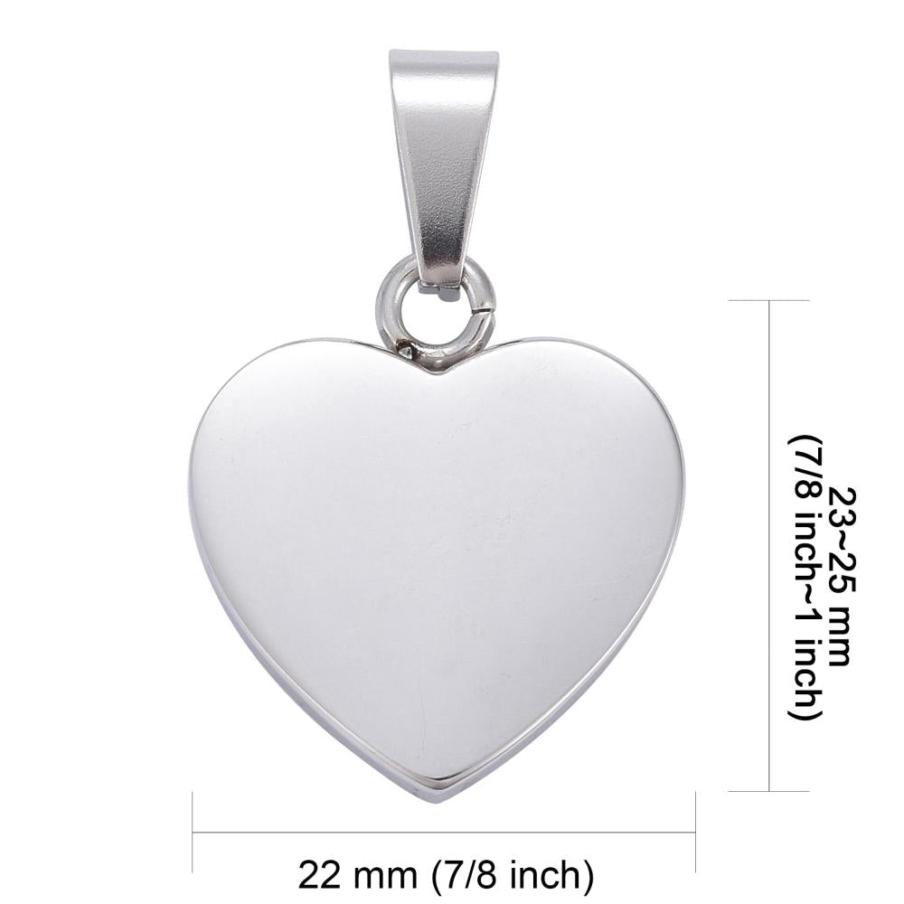x1 Pendentif vierge en forme de cœur – Acier inoxydable 17x16mm