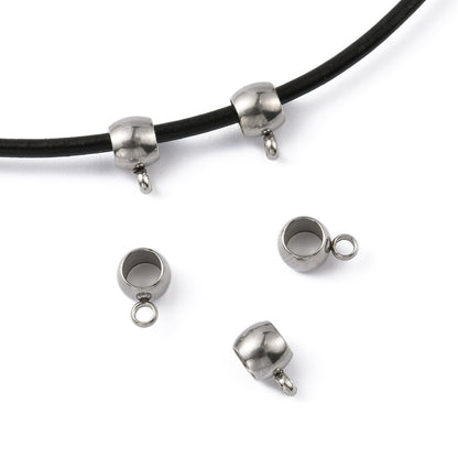 x2 bélières perle avec perle d'attache, en acier inoxydable 304, 5x9x6mm