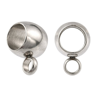 x2 bélières perle avec perle d'attache, en acier inoxydable 304, 5x9x6mm