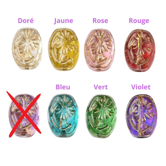 x2 Perles Ovales en Verre Transparent – Effet Peint Aérosol – 8x11 mm