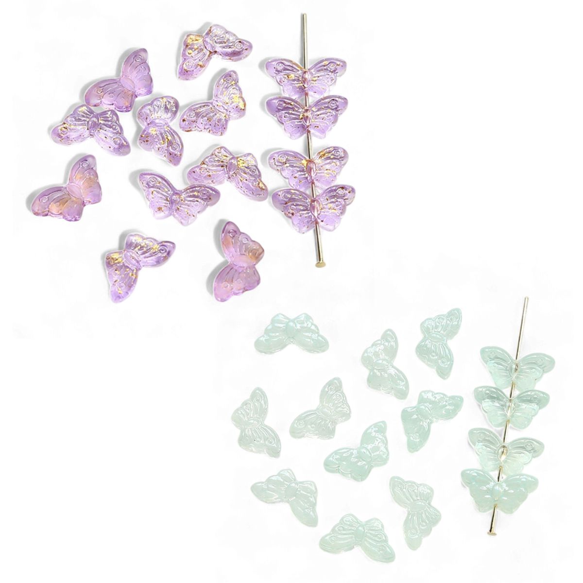 x10 Perles Papillon en Verre Soufflé à la Main – 15 x 8 mm