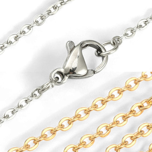 Collier en Acier Inoxydable 304 – Acier ou Doré – 50 cm
