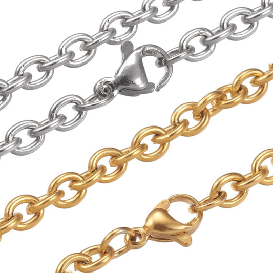 Collier en Acier Inoxydable 304 – Acier ou Doré – 45 cm
