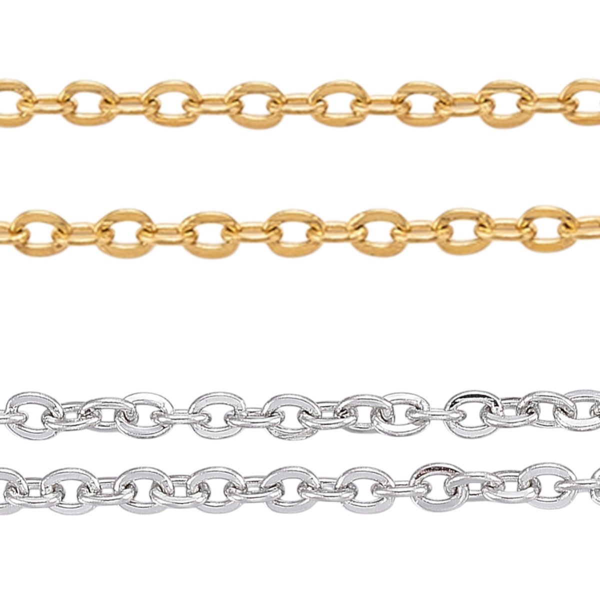x20cm Chaînes Ovales Plates en Acier Inoxydable 304 – 2 mm