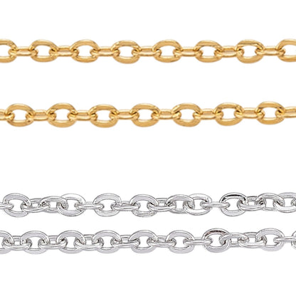 x20cm Chaînes Ovales Plates en Acier Inoxydable 304 – 2 mm