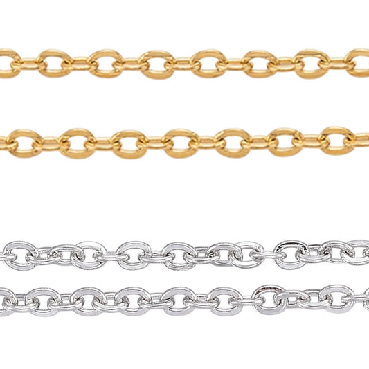 x20cm Chaînes Ovales Plates en Acier Inoxydable 304 – 2 mm