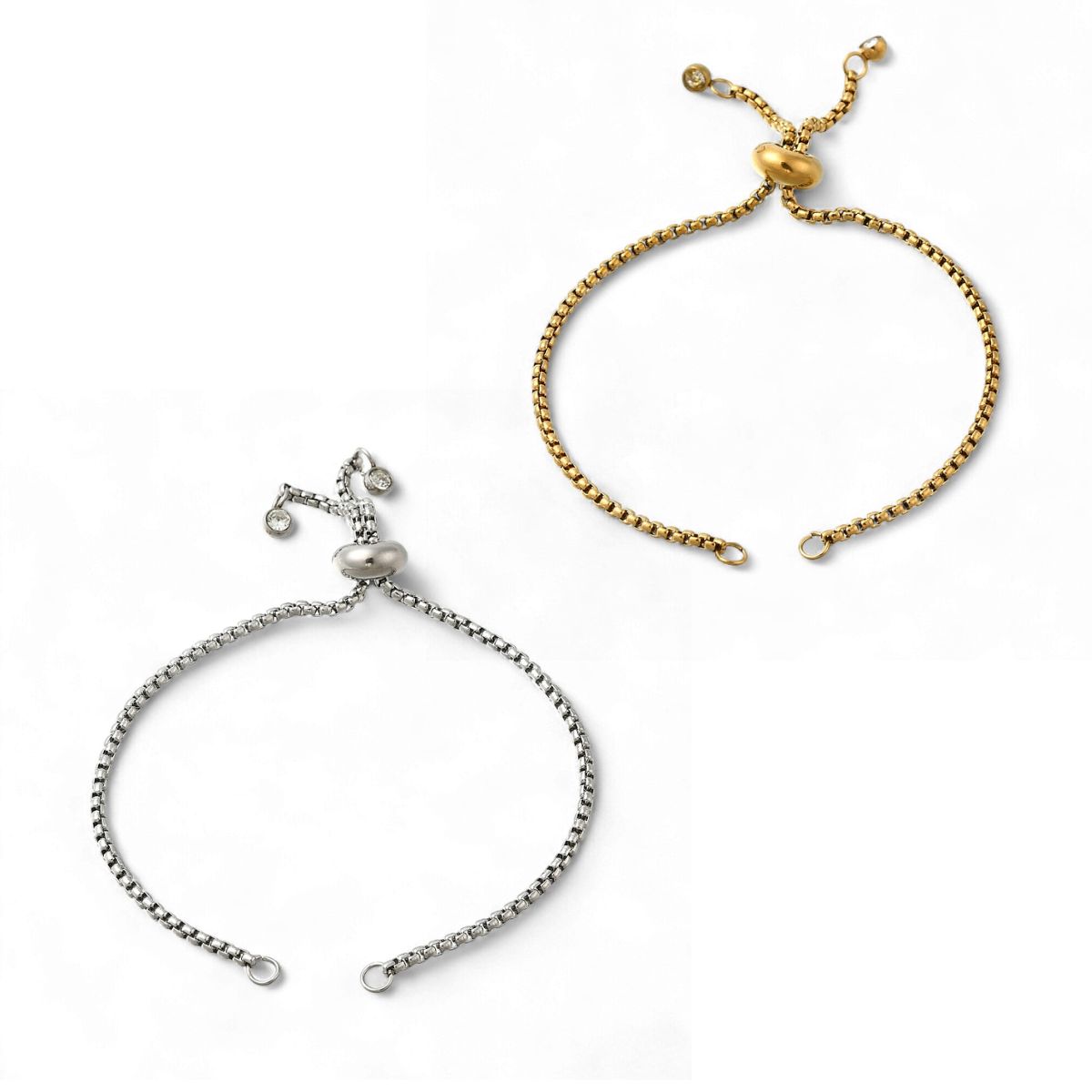 Bracelet coulissant réglable en acier inoxydable 304 – Strass et mailles vénitiennes