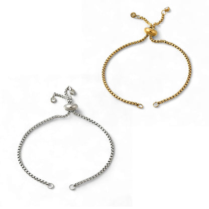Bracelet coulissant réglable en acier inoxydable 304 – Strass et mailles vénitiennes