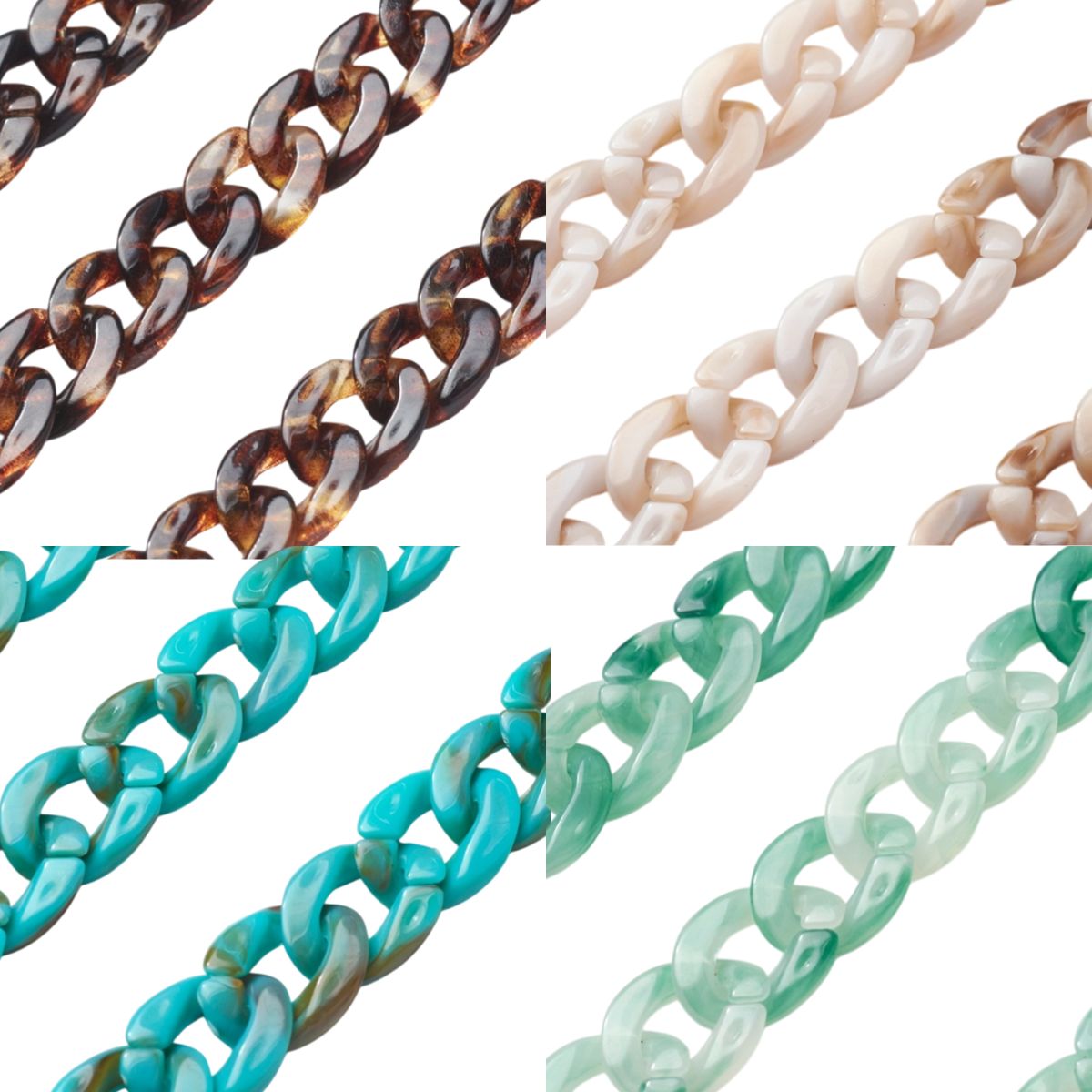 x70 cm Chaîne Gourmette en Acrylique – Tons Naturels