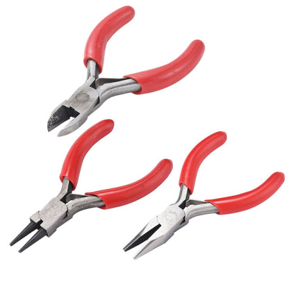 Mini Pinces à Bijoux en Acier au Carbone – Lot de 3 – Rouge