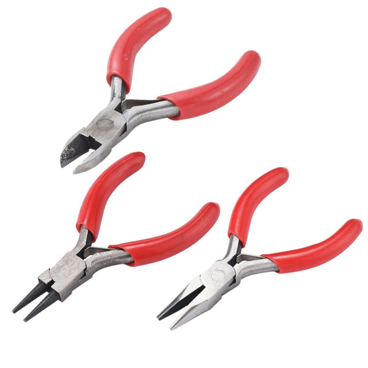 Mini Pinces à Bijoux en Acier au Carbone – Lot de 3 – Rouge