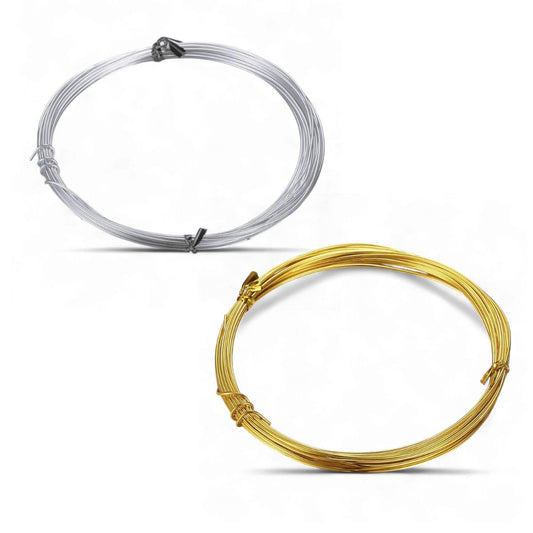 Fil d’Aluminium Rond – 2 mm – Rouleau de 5 m – Doré ou Argenté