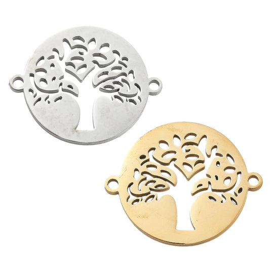 x1 Breloque Connecteur Arbre de Vie – Acier Inoxydable 304 – 19×15,5 mm