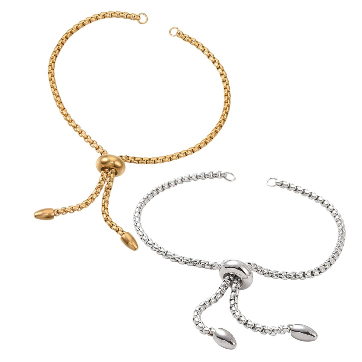 Bracelet coulissant réglable en acier inoxydable 304 - Doré ou Argenté