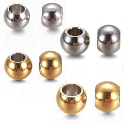 x10 Perles d’Espacement en Acier Inoxydable 304 – 4 ou 6 mm