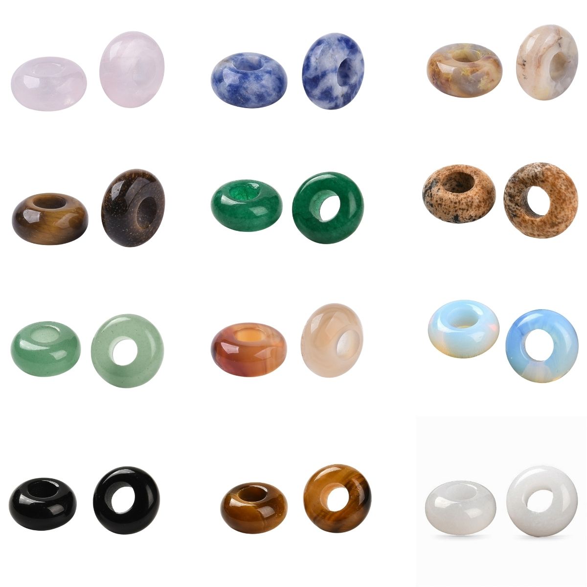 x1 Perle Européenne en Pierre Naturelle – Rondelles à Gros Trou – Ø 10 mm