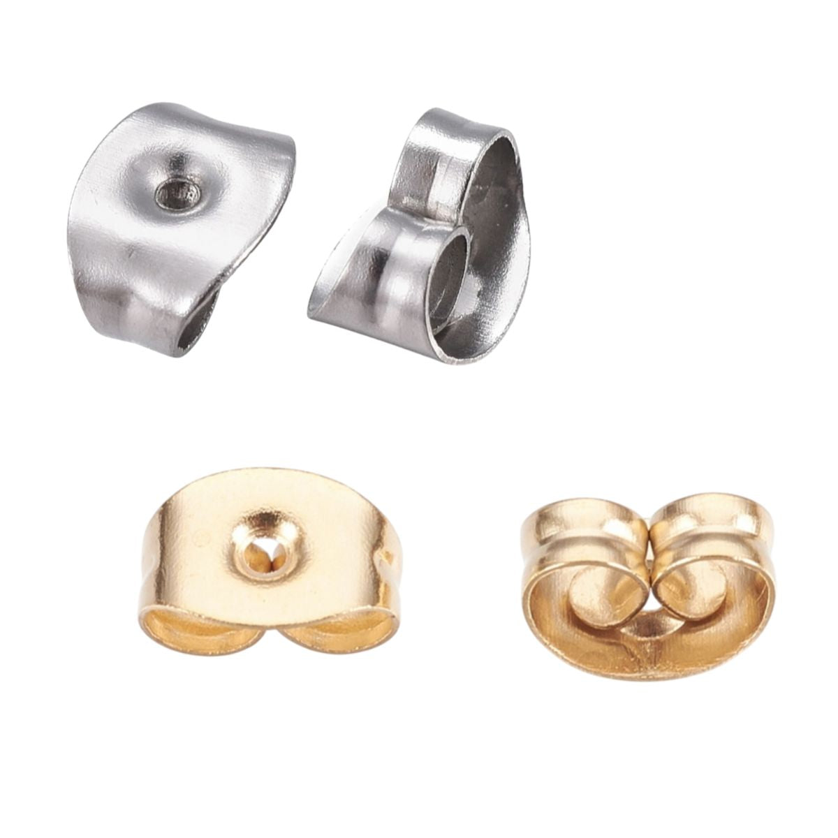 x10 Poussoirs d’Oreilles en Acier Inoxydable 304 – Acier ou Plaqué Or 24K – 4x6 mm