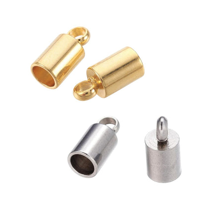 x2 Embouts de Cordon à Coller en Acier Inoxydable – Acier ou Doré 18K